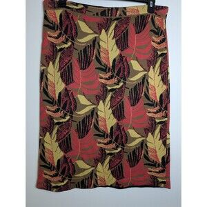 Peruvian Connection Stretch Knit Skirt Size L Patterned Pima Cotton Palm Print